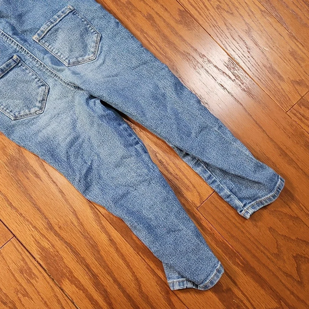 Vintage OshKosh B'Gosh Kids Overalls Size 4T Blue Denim Floral Embroidery